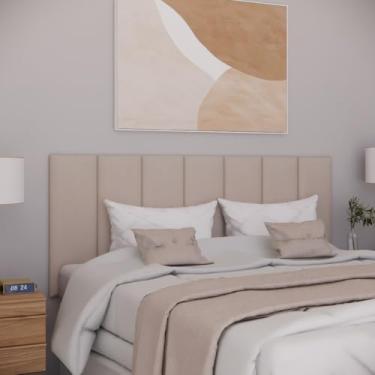 Imagem de Kit 10 Cabeceiras Móduladas Estofada Para Cama Box Casal Queen King - 45x20(BEGE,8)