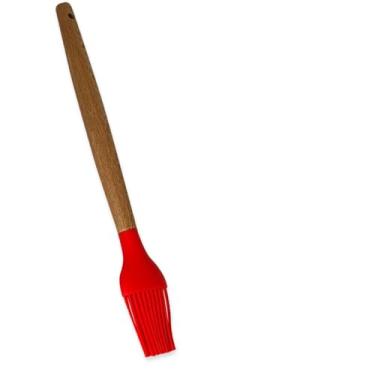 Imagem de Pincel de Cozinha com Cabo de Bambu e Silicone Vermelho, 27cm