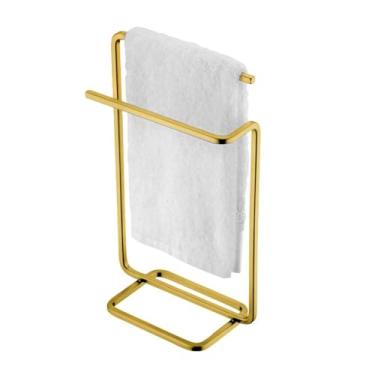 Imagem de Suporte Porta Toalha De Rosto Toalheiro Duplo de Bancada Banheiro Dourado - 2022DO Future