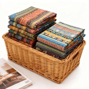 Imagem de Quadrados pequenos de tecido 25 x 25 cm (10 "x10") algodão com estampas geométricas étnicas para mini acolchoamento, patchwork