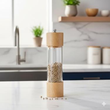 Imagem de Moedor de Pimenta e Sal Manual em Madeira Ajustável Para Temperos