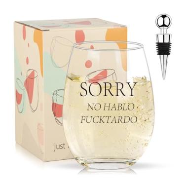 Imagem de Taças de vinho engraçadas para mulheres, homens, Sorry No Hablo Fuxktardo 473.6 g Taça de vinho sem haste, 2025 melhores presentes de elefante branco, presente de aniversário ou Natal perfeito para