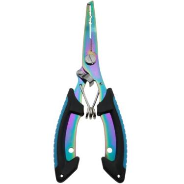 Imagem de DGZZI Alicate de pesca para remoção de anzol corte de linha de corte de fio de aço multifuncional alicate de isca de pesca trava de segurança design de mola com cortador de arame e crimpador