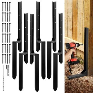 Imagem de Kit de reparo de poste de cerca, pino de âncora de poste de cerca de aço resistente para reparo, poste de cerca de madeira quebrada inclinado (pernas duplas - conjunto 6)