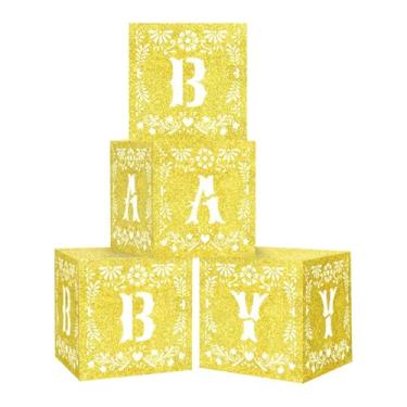 Imagem de shamjina Conjunto de 4 caixinhas mexicanas para bebês com letras, feitas de papel picado, perfeitas para lembrancinhas, fotos e doces em festas e festivais