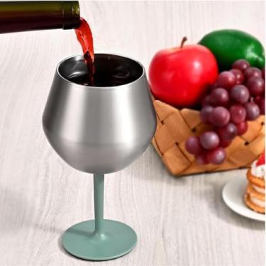 Imagem de Taça De Vinho/Gim Em Aço Inoxidável Com Haste Destacável, 420Ml, Copo Térmico Com Base Antiderrapante, Perfeito Para Presente, Versátil Para Uso Doméstico, Eventos E Piqueniques (Prata)