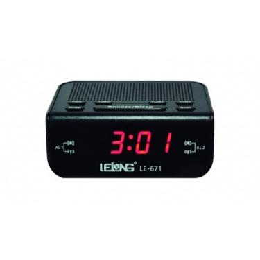 Imagem de Rádio Relógio Digital de Mesa LE-671, Alarme Duplo, AM/FM, Bivolt, Preto, 11.5x8.5x4.5cm