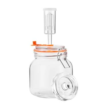 Imagem de Jillmo Frasco de fermentação de 0,98 litros, kit de fermentação de vidro quadrado com peso para fazer chucrute, molho picante, hidromel, cidra e mais, pacote com 2