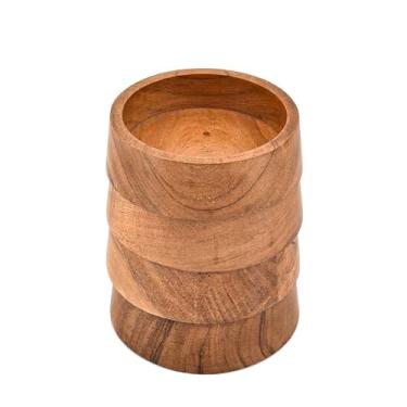 Imagem de EDHAS Tigela para servir de madeira de acácia rústica Desert Bowl – Conjunto de 4 peças para especiarias, sobremesas, porções de degustação, aperitivos e decoração de casa (12,7 cm x 12,7 cm x 3,8 cm)