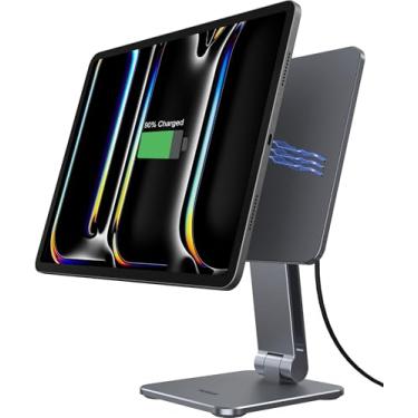 Imagem de Suporte magnético para iPad com carregamento sem fio, carregador de 18 W, base com ventosa, painel giratório de 360° e dobrável, apenas para iPad Pro 11" (4º/3º/2º), Air11" (M3/M2), Air10.22.9 cm (5º