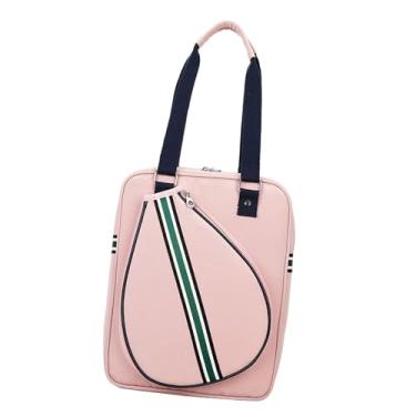 Imagem de kowaku Bolsa de tênis tipo sacola, bolsa para raquete de tênis, de mão portátil e impermeável para homens e mulheres, ideal para jogadores, treinos, Rosa 1 Ombro