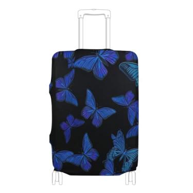 Imagem de Joisal Protetor de bagagem legal capas de mala personalizadas proteção azul crisálida flor borboletas acessórios de viagem manga de mala, P, serve para capa de 45 a 50 cm, Borboletas de flor de