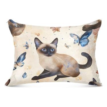 Imagem de Lindos Gatos Fronhas Decorativas Marrom Zíper Moderno Padrão Queen King Size Fronhas para Cama de Casa Sofá, Tamanho Padrão, 51 cm x 66 cm