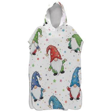 Imagem de Joisal Roupão de mudança branco com estrelas coloridas para adultos, poncho de surfe, ponchos adultos leves para mulheres, toalhas de banho com capuz