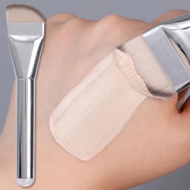 Imagem de 2 peças pincel de base ultrafino máscara facial pincel de maquiagem, cabeça de escova larga, mancha fácil, alça de liga de alumínio, 14,5 cm