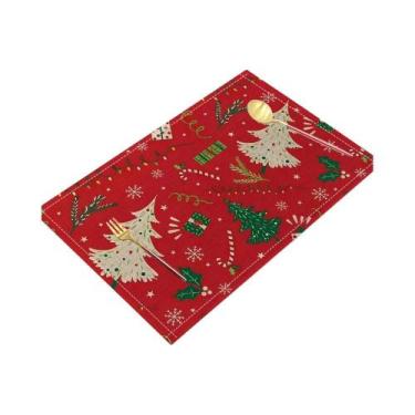 Imagem de Sousplats De Natal Em Linho Antiderrapantes Retangulares Para Mesa De 
