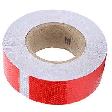 Imagem de Fita adesiva de segurança, fita de advertência, branco vermelho, tráfego, aderência, para, caminhão, bicicleta, carro