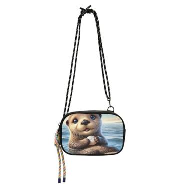 Imagem de TSENQUE Bolsa feminina pequena bolsa transversal carteira para iphone bolsas fofas bolsas de ombro lindas lontra estampa animal