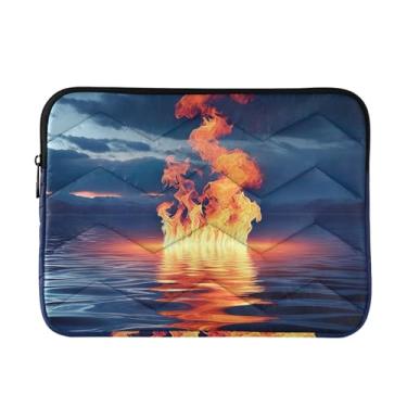 Imagem de GAIGEO Bolsa para laptop Fire Water fina, leve, durável, trabalho, viagem, tablet, bolsa masculina, 13 a 14 polegadas