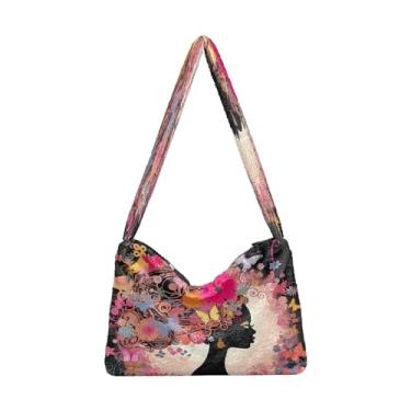 Imagem de Bolsa de ombro feminina floral laranja e amarela em bege, bolsas de ombro com zíper, bolsas de outono, Meninas com flor - 2, One Size