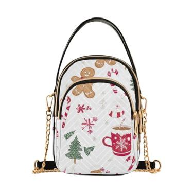 Imagem de TSENQUE Bolsa tiracolo macia floral rosa branca sobre o ombro bolsa de pulso para mulheres, Gingerbread Christmas Joy White, One Size