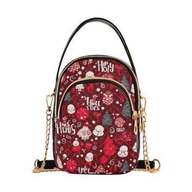 Imagem de Bolsa de ombro feminina preta com luzes de Natal, bolsa tiracolo pequena, bolsas transversais elegantes para viagens, Christmas Ho Ho Ho-1, One Size