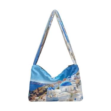 Imagem de GAIGEO Bolsa de ombro feminina com flores coloridas de rosas laranja e amarelas, bolsas para mulheres, bolsa feminina para uso ao ar livre, Edifícios com cúpula azul - 2, One Size