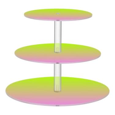 Imagem de Suporte de cupcake verde limão lavanda gradiente magenta 3 camadas para festa, copo de acrílico, torre de bolo, suporte para servir donuts, suporte para sobremesa, aniversário, buffet