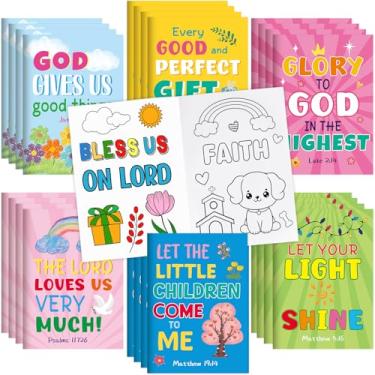Imagem de Treasure Cove Mini livros de colorir cristãos para crianças Páscoa DIY livro de desenho versículo bíblico livros religiosos para atividades pequenas livros a granel para escola dominical, artesanato