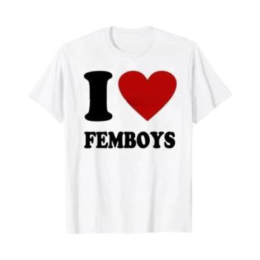 Imagem de Camisetas Femininas Engraçadas Com Estampa I Love Femboys, Manga Curta