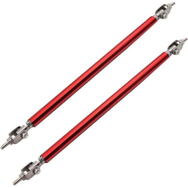 Imagem de 2 peças ajustáveis para para-choque dianteiro divisor de lábios, barras de suporte de amarração, ajuste de substituição para universal de 20 cm (vermelho)