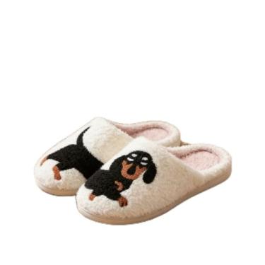 Imagem de Chinelos femininos para cães Dachshund 38-40, caixa de presente de pelúcia design animal chinelos aconchegantes para casa