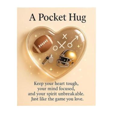 Imagem de Abraço de bolso com tema esportivo, coleção de abraços de bolsos com vales-presente inspiradores, bola em forma de coração, suporte emocional, cartão de boa sorte, com vales-presente inspiradores