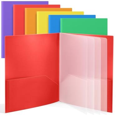 Imagem de Colarr 6 peças, 10 pastas de bolso, 28 x 25 cm, pasta de plástico resistente, multibolso, tamanho carta, documentos, organizador de projetos para escritório, casa, reunião de negócios (cores