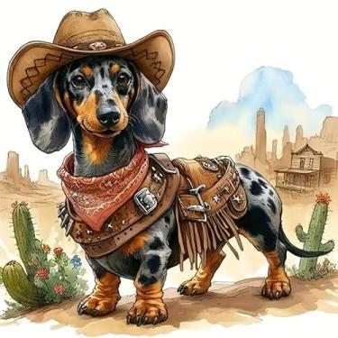 Imagem de Adesivos de vinil de vinil de cachorro com chapéu de cowboy à prova d'água adesivos autoadesivos para carros, laptops, caminhões, motocicletas, parede, janela, bagagem, capa de arranhão, decoração de