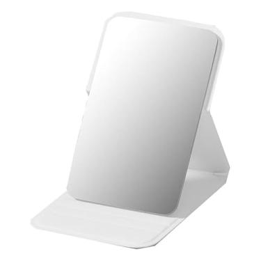 Imagem de Espelho dobrável compacto, pequeno espelho de maquiagem portátil de 9,9 cm para bolsa de bolso, mini espelhos dobráveis de tamanho de viagem com suporte para mesa, espelhos portáteis