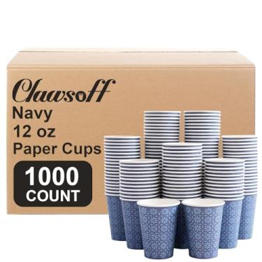 Imagem de Clawsoff Pacote com 1000 copos de papel descartáveis de 350 ml, copos de papel para bebidas quentes/frias, copos de café de papel floral marinho de 340 g para uso doméstico, escritório, restaurante e