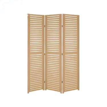 Imagem de Biombo Divisor de Ambientes MDF 4 Folhas Bipartido - Ideal para Home Office, Sala e Quarto, Separador Decorativo e Prático para Espaços Residenciais (LISTRADO)