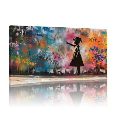 Imagem de Graffiti Wall Art Banksy Mural, Banksy Graffiti Art Canvas, Graffiti Prints, Banksy Posters for Wall, Banksy Wall Canvas - (72x142cm)71.1x142.2 cm sem moldura