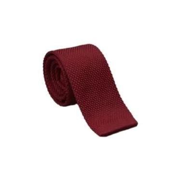 Imagem de Gravata Masculina Slim De Malha Lisa Em Cores Sólidas, Preta E Vermelh