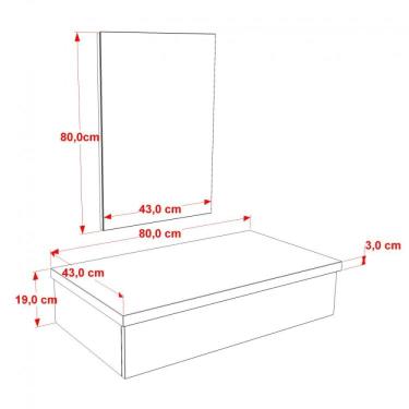 Imagem de Bancada Para Banheiro 80cm Com Cuba Canoa L45 E Espelheira 801w Metrópole Compace