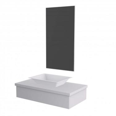 Imagem de Conjunto Bancada Para Banheiro 80cm Com Cuba Rt45 E Espelheira 801w Metrópole Compace