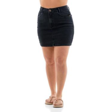 Imagem de Saia Jeans Feminina Arauto Hot Pants Preta, Preto, 40