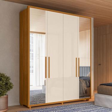 Imagem de Guarda Roupa Casal com Espelho 4 Portas e Pes Em MDF Greco Madetec
