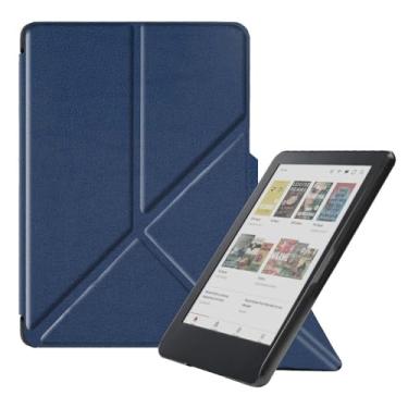 Imagem de Capa para kobo clara color 2024 15.2 cm/para BW 2024, capa protetora de couro PU, capa com suporte com função hibernar/despertar automática (azul escuro)
