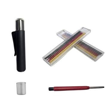 Imagem de WeiLaiKeQi Lápis de carpinteiro com ponta longa e furo profundo, leve, multiuso, conjunto de marcadores de ponta longa para desenho, Style C