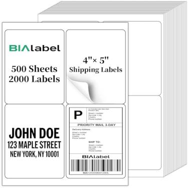 Imagem de 2000 etiquetas 10 x 12 cm etiquetas de código de barras para impressoras a laser e jato de tinta, 500 folhas, branco, adesivo permanente, BIAlabel