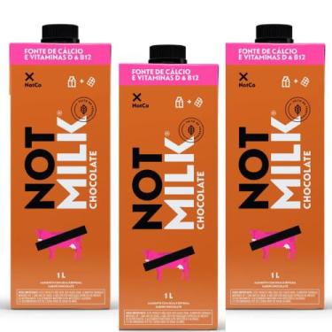 Imagem de Kit 3 caixas not milk chocolate leite vegetal 1l  cremoso e sabor acho