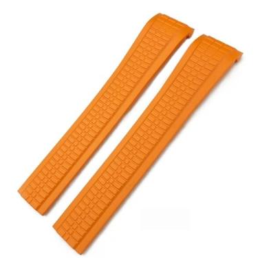 Imagem de HEPUP Pulseiras de relógio For Patek Aquanaut Philippe 5164A 5167A de borracha macia preta e azul com extremidade curva de 21 mm, Rose Buckle-21mm, Ágata