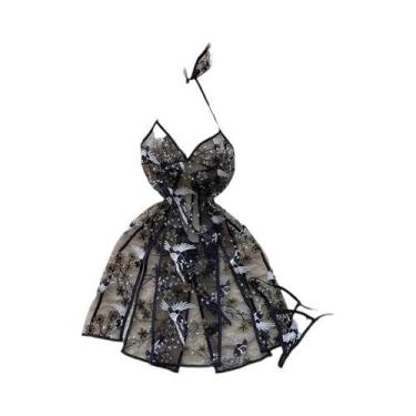 Imagem de Vestido De Noite Sem Mangas Em Renda Floral Para Mulheres Com Costas D